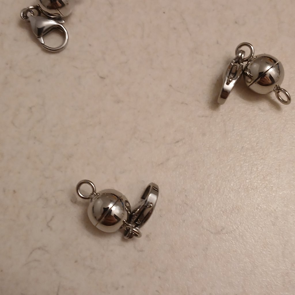 Set Of 3 Round Magnetic Bead Jewelry Clasps